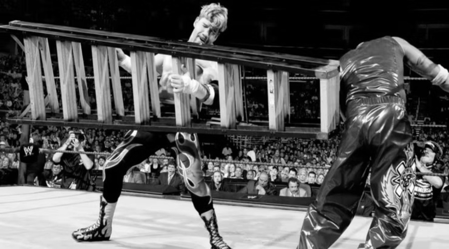 Eddie Guerrero And Rey Mysterio In A Ladder Match